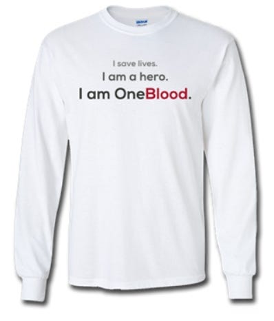 This T-shirt is available for OneBlood donors during its Valentine's Day promotion. [SPECIAL TO THE NEWS BULLETIN]