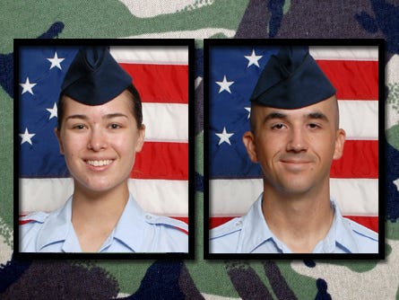 Airman John R. Redden and Airman Samantha R. Place