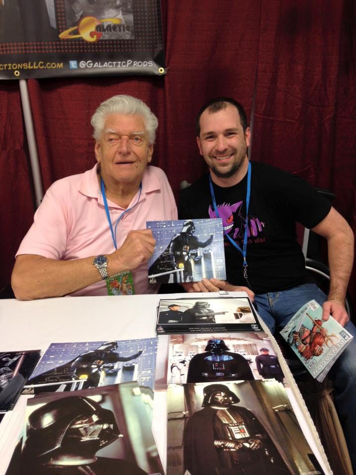 David Prowse (left), who was the man inside the Darth Vader in the original Star Wars trilogy, poses for a photo with Crestview resident Daniel Overstreet at Pensacon 2016. [SPECIAL TO THE NEWS BULLETIN]