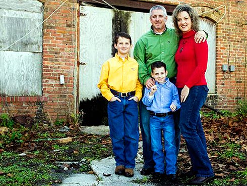 The Garrett family — front row from left, Eli, 12, Paul, 9, and back row, Philip and Laura — say they appreciate their Pilgrim Rest Baptist Church family's support.