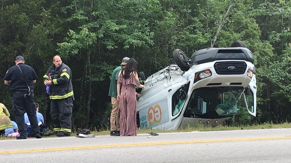 Crestview resident Dianna Lance-Power shared this photo of a car accident that occurred April 24 on P.J. Adams Parkway in Crestview. [SPECIAL TO THE NEWS BULLETIN]