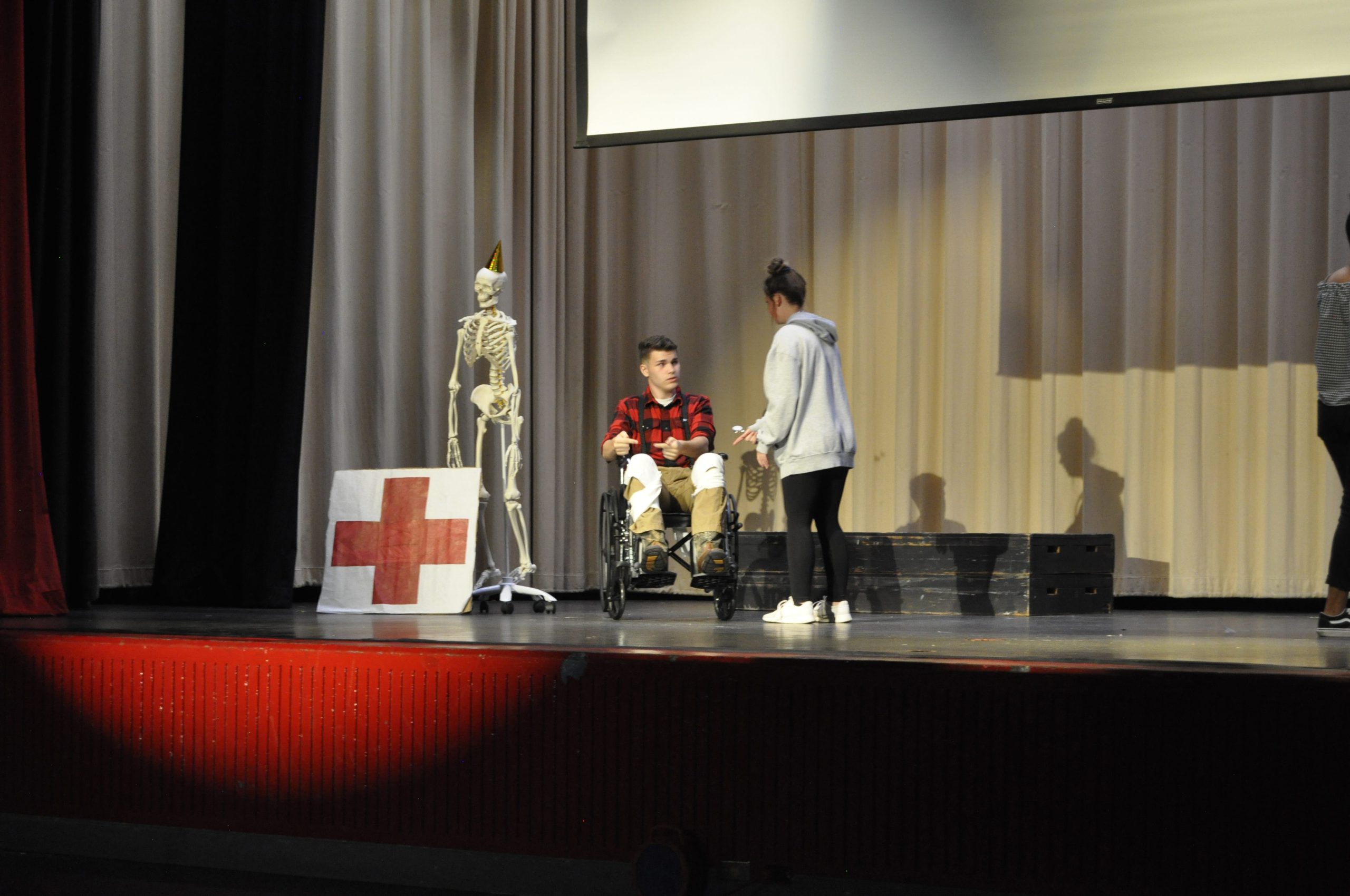 Crestview High School students perform a skit showing a humorous take on some of the struggles deaf people deal with in their daily interactions. [AARON JACOBS|NEWS BULLETIN]
