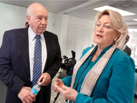 Former Okaloosa County Tourist Development Council Chairwoman Kathy Houchins and current Chairman Warren Gourley talk Tuesday about the County Commission asking TDC members to resign in the wake of the Mark Bellinger fraud scandal. Houchins has resigned but Gourley has not.