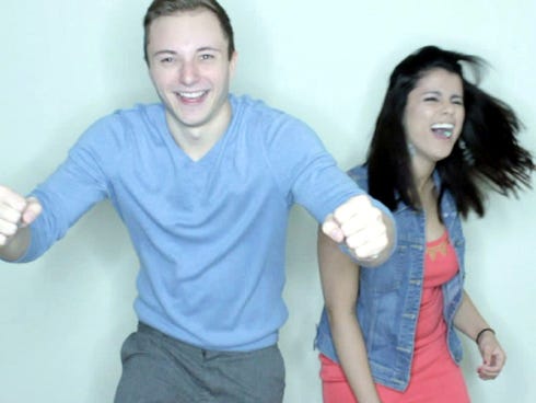 Crestview videographer Ben White "Dances Away MS" with University of West Florida classmate Sarah Querios in this screen capture from his latest video, "Dance Away MS."