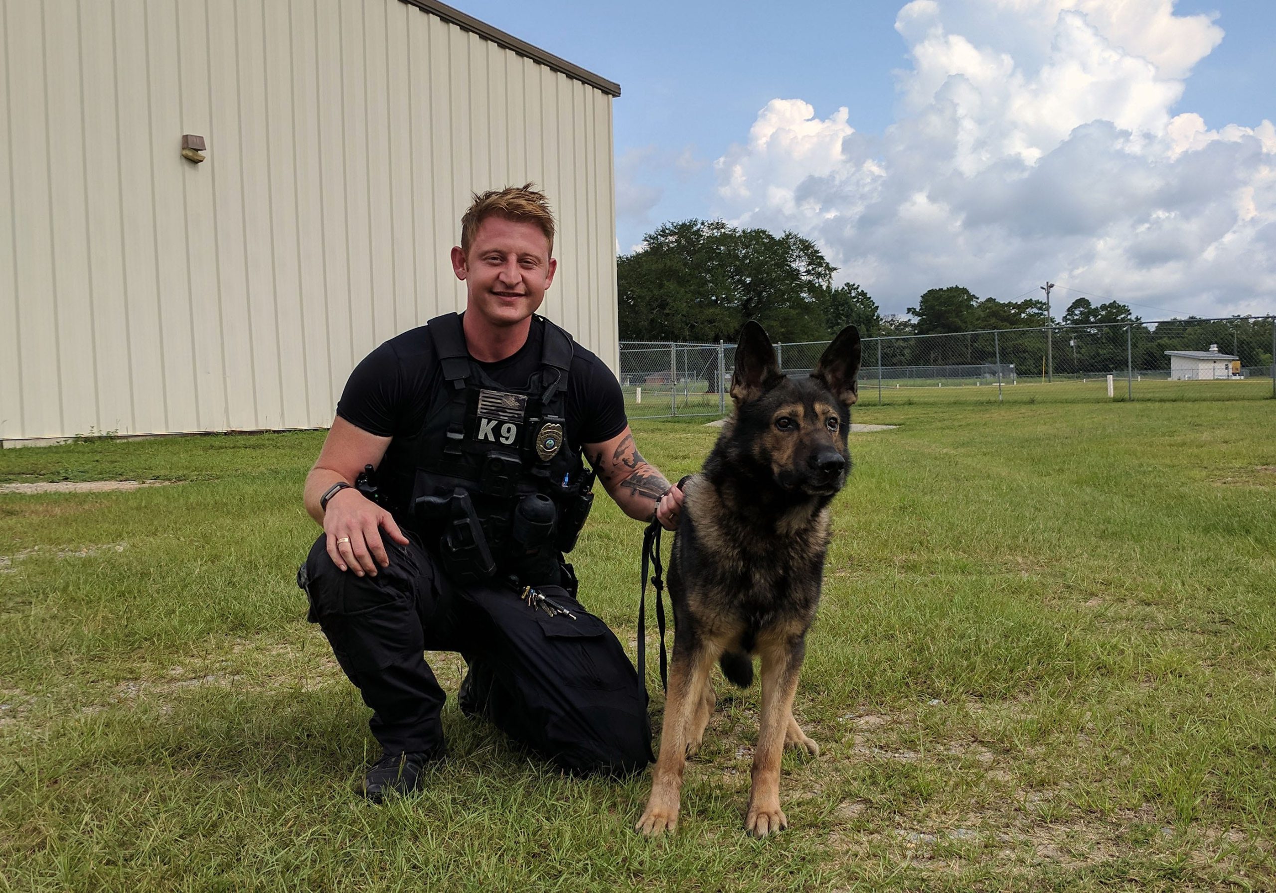 Nate Marlar is the handler of K9 Kody at the Crestview Police Department. Marlar has been with K9 Kody, who also goes by Freddy, for over eight months.

[KAYLIN PARKER/NEWS BULLETIN]