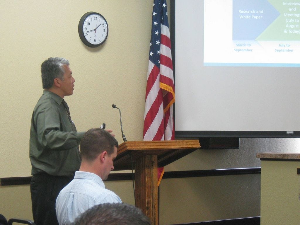 Clarence Eng of transportation planning consultants Kimley-Horn presents information about regional transportation authorities to members of the Northwest Florida Regional Transportation Planning Organization.