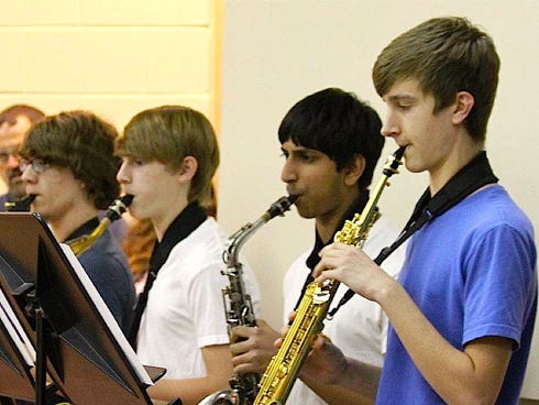 Sax to the Max, led by Nick Overton, right, performs Monday evening, 6-8 p.m., at the Crestview Public Library.