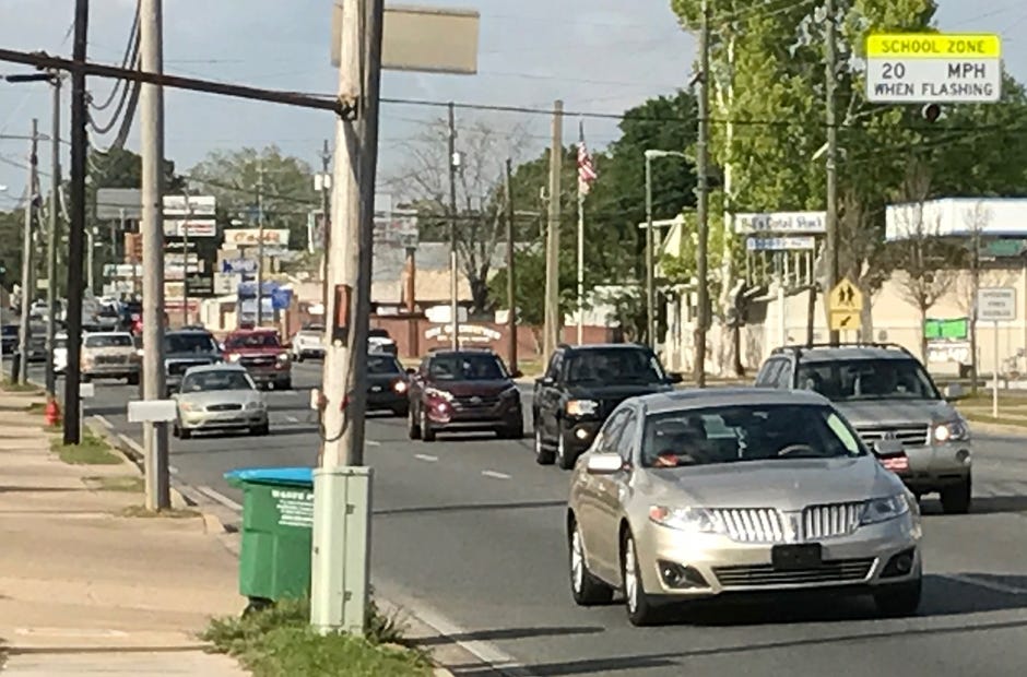 Congested traffic, dim lighting and few crosswalks create a dangerous environment for Crestview drivers and pedestrians, resulting in an accident spike. [MARK JUDSON/NEWS BULLETIN]