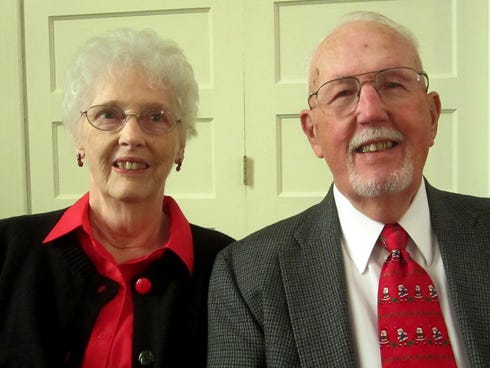 Anne and George “Woot” Campbell — whose relationship began with friendship, fried egg sandwiches and a basket of peaches — have been married 26 years.