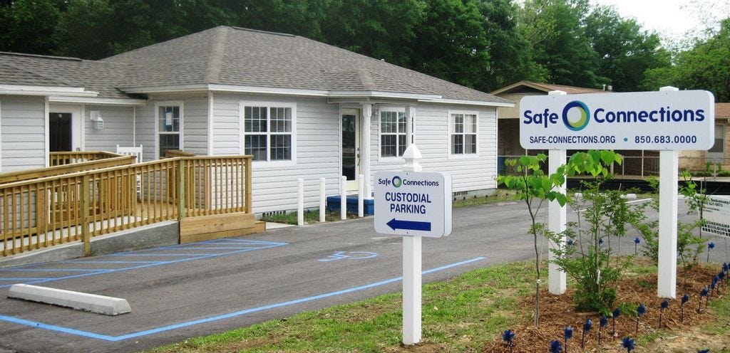 Safe Connections' separate entrances for custodial and non-custodial parents help create a safer meeting place for their children by keeping the parties separated.