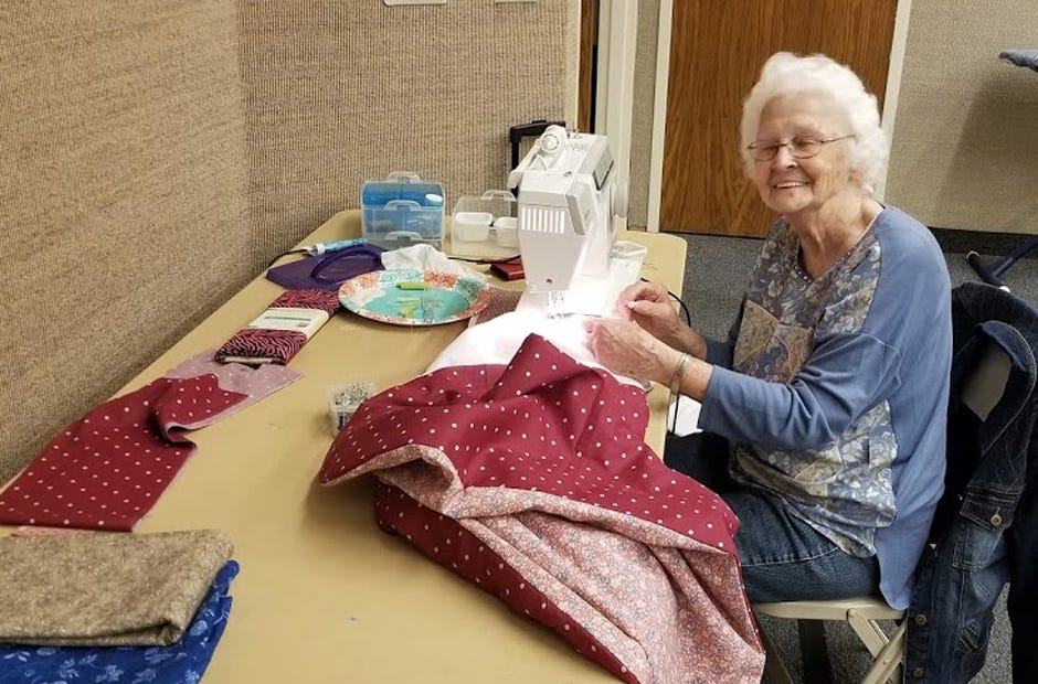 The Church of Jesus Christ of Latter-Day Saints members sewed lap blankets and other items for nursing home residents during the Fort Walton Beach Stake's day of Service recently in Northwest Florida. [Special to Gatehouse Media Florida]