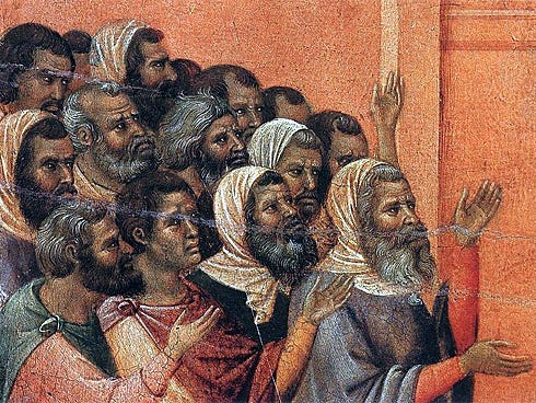 Christ Accused by the Pharisees, by Duccio, Italian painter