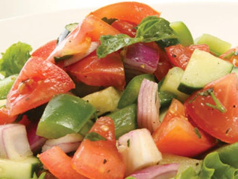 Try this no-cook recipe adapted from www.freshfromflorida.com/Recipes/Sides/Fresh-Tomato-Chop-Salad#sthash.W3MgG4T1.dpuf.
