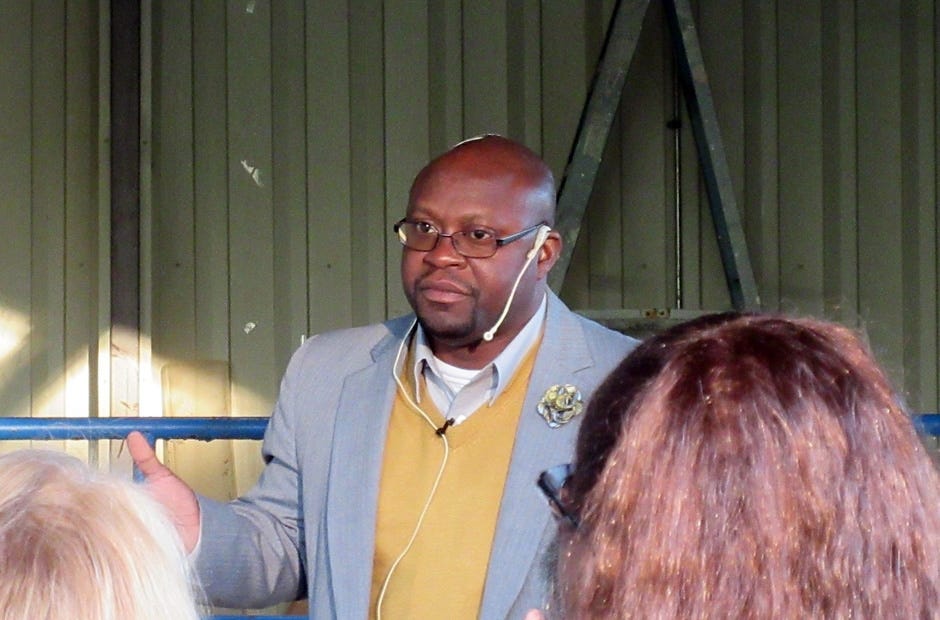 The Rev. Carlos Jones of Campton Baptist Church delivers an inspiring sermon during the Laurel Hill Ministerial Associationís Easter sunrise service April 21 in Laurel Hill. [SPECIAL TO GATEHOUSE MEDIA FLORIDA]