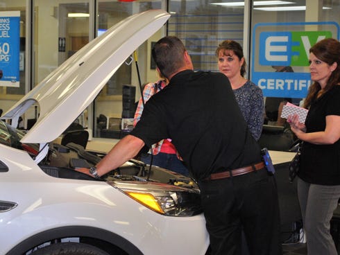 During last year's Heels and Wheels seminar, Healthy Woman members visited Hub City Ford and learned about automobile maintenance, including how to change oil and change a flat tire.