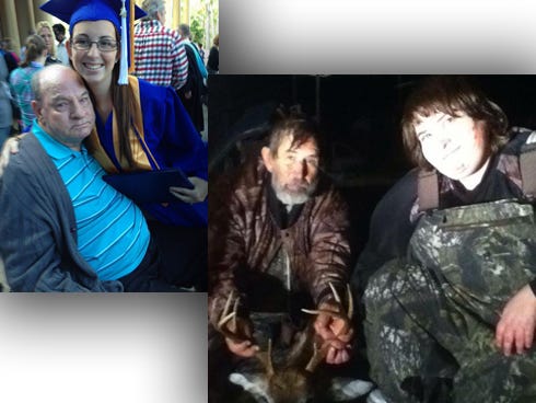 LEFT: Dawn Martin says her father, Lewis Elwood — pictured with his granddaughter, Rachel Ann Martin, May 14 at her graduation from Eastern Florida State College — is her hero. "My dad (a retired Marine) worked for everything we ever had till one day a fall made him and Mom change roles. He became Mister Mom," she said. 
RIGHT: Stefney Haskell — pictured with her father, Sammy Haskell, of Crestview — fondly recalls her first deer kill during an in-season hunting trip this year in Garden City. "My dad is awesome because he let me kill my first big buck with his gun," she said.