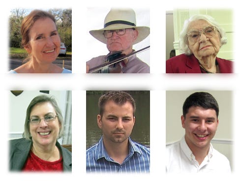 Celia Broadhead, Mack Brooks, McDonald Campbell, Janice Crose, Victor Everett, and Ryan Vance listed some of their favorite Christmas carols.