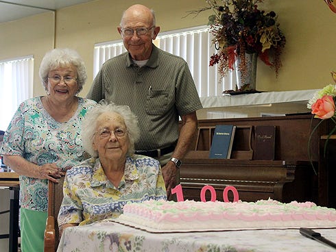 Vera Harold Owen — sitting in front of her 78-year-old son, Jimmy, and his wife, Nell — says “hard work might hurt you, but it sure won’t kill you," when asked for life lessons.