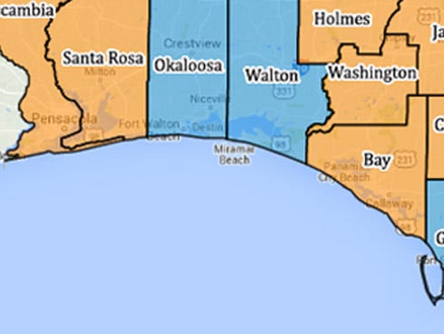 A screenshot of the website portal by the Northwest Florida Water Management District is partially pictured May 25.