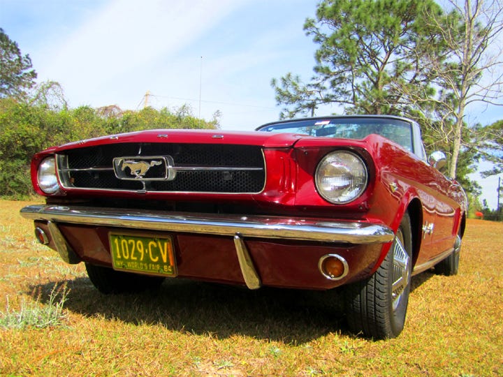 This 1964 1/2 Mustang was built during the car's first model year, which established the "pony car" class of American sports cars.