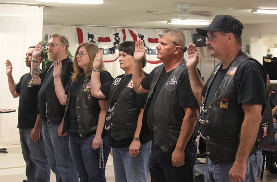 American Legion Post 75 Riders take an oath during a recent ceremony in Crestview. [CONTRIBUTED PHOTO]