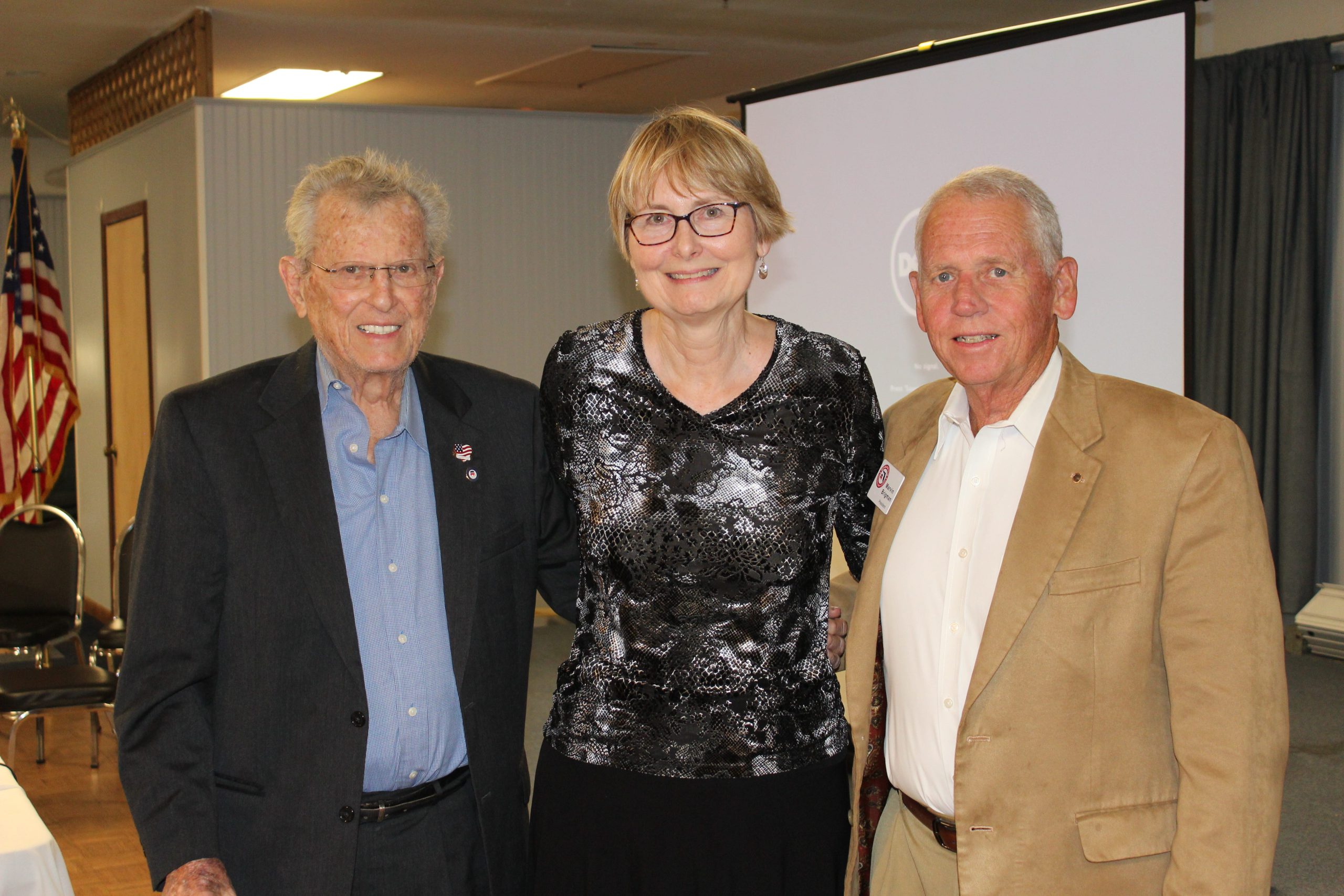 Jerry Melvin, past president of the Okaloosa County Republican Club, Dr. Karen Chapman, guest speaker, and Marvin Brigman, current president, pose for a photo at the Okaloosa County Republican Club dinner. [CONTRIBUTED PHOTO]