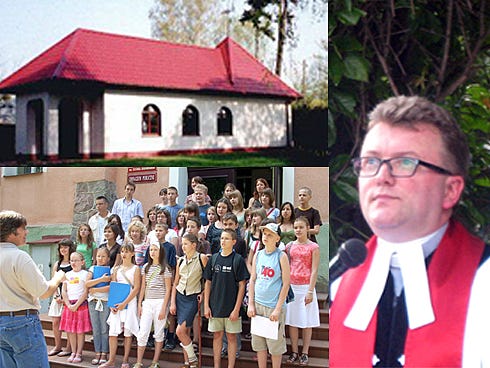 For more than 12 years, First United Methodist Church of Crestview has supported First UMC in Ilawa, Poland. The Rev. Kristof Kopacz, of Ilawa, Poland (right), says First United Methodist Church of Crestview’s help has been invaluable. Bottom left: Crestview High School choral director Kevin Lusk helped teach Ilawa, Poland children
English. “Kevin Lusk was a very good teacher and choir conductor,” Kopacz said.