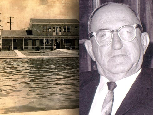 Residents sought Purl Adams’ advice on many municipal topics when he was an older Crestview and county statesman. Purl Adams built this public pool, its dance pavilion, left, and a surrounding park for county and city residents in the late 1940s.