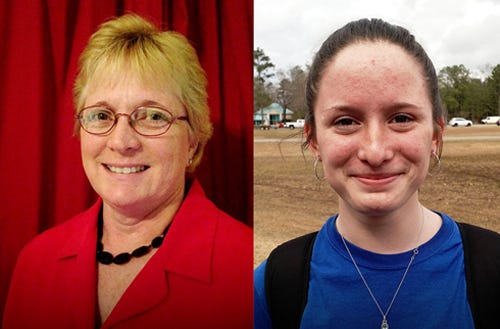 Crestview residents Donna Blocker Proehl, left, and her granddaughter, Madyson Jordan, are the same “age,” due to Proehl's Leap Year birthday on Monday. Both will be 14, though chronologically, Proehl is 56.