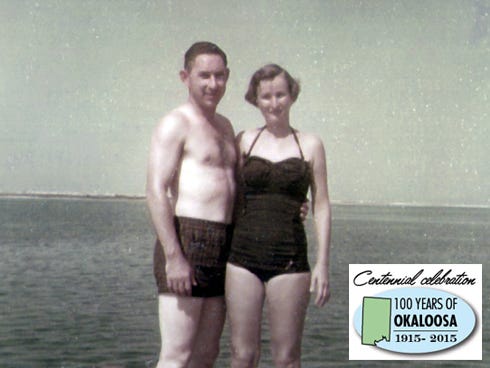 Keltys and Katherine Powell vacation with family members in Destin in the early 1960s. Across the sound is Santa Rosa Island; hotels and condominiums did not surround it like they do today.