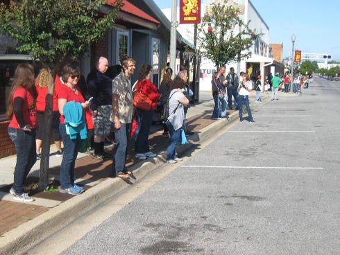 Hub City Smokehouse's parallel parking spots on Main Street in Crestview — pictured during the Nov. 11 Veterans Day parade — will not be converted to diagonal parking.