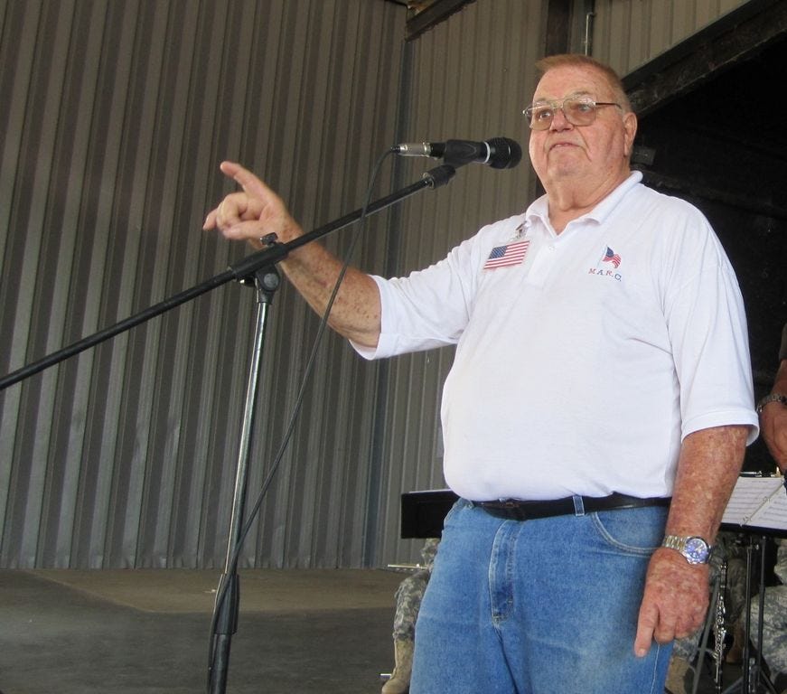 Bob Lynn gestures during the May 2011 Military Recognition and Appreciation Celebration. Lynn, who died Saturday, was one of the annual event's founders.