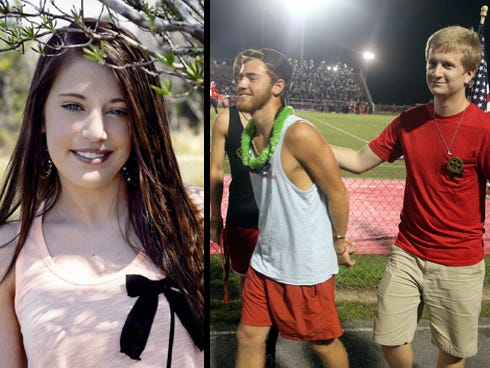 Smiles for Anna, a fundraiser hosted by Crestview dentist Dr. Jennifer Wayer, will raise money for 17-year-old Anna Hutcheson's double lung and heart transplant surgery. RIGHT: Crestview High School leadership student Joel Colby "arrests" senior Pierce Cadenhead during a recent jail-and-bail fundraiser for Anna Hutcheson.