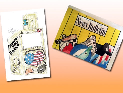 These concepts, featuring Christina Gray's and Nicole Weaver's designs, respectively, are leading submissions in the Crestview News Bulletin's Redesign the Rack contest. Newspaper management has extended the submission deadline to July 31.