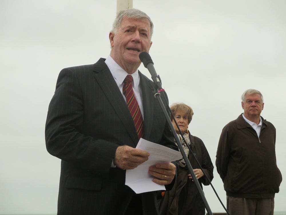 Crestview Area Sister City Program members Col. Don Bohler, Marie-Claude Bohler and Maj. Gen. Robert Chedister speak at a May 2015 ceremony in Noirmoutier. Responding to the Nov. 13 Paris attacks, Marie-Claude, a native Frenchwoman, said, "I thought of these barbarians...who value death as much as we value life...and I wonder, are they so beyond music, beyond the human music, and do we have the choice or do we have to purely eliminate them and become, in turn, barbarians?"