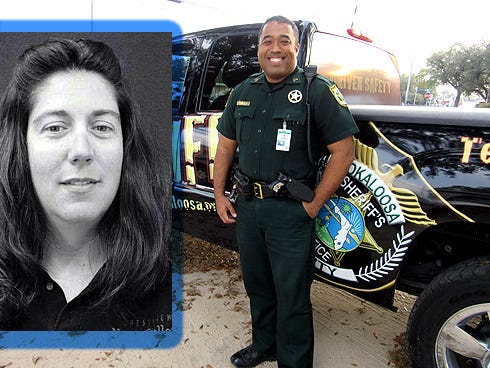Okaloosa County Sheriff's Deputy Lenny Holloway, a school resource officer, helped Sherrie Stanley (inset) in her time of need.