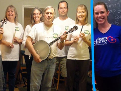 Irish Blend — from left, Jorja Kelly, Fort Walton Beach; Linda Zdenek, Shalimar; leader Adrian Lincoln, Fort Walton Beach; Don Casciato, Valparaiso; and Mary Boyce, Niceville — will perform March 17 at the Crestview Public Library. Katie McCarthy of Crestview will demonstrate Irish dance moves at the next Evening Library Time.