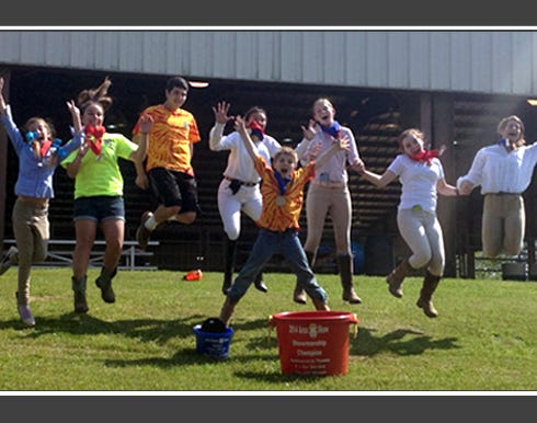 Okaloosa County residents Annie Cooke, Emily Stuckey, Kelvin Williamson, Klarissa Williamson, Lily Hall, Jordan Harkins and Alexandria Cooke, back row, with Keenan Williamson, front row, attended the Area A 4-H Horse Show recently in Marianna.