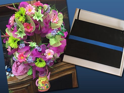 The Crestview Citizens Police Academy Alumni will raffle tickets for the wreath, thin blue line plaques and bottled water during the Triple B Cookoff Saturday in Crestview.