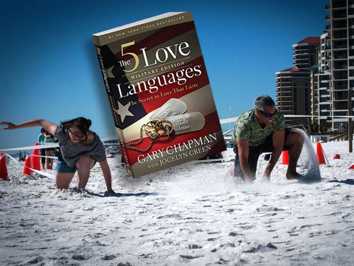 7th Special Forces Group soldiers and family members participate in a beach obstacle course as part of a Strong Bonds program held Valentine’s Day weekend at the Sandestin Resort.