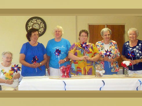 TOPS (Take Off Pounds Sensibly) Crestview Chapter 0325 is celebrating new officers. Pictured are Grace Bratton, treasurer; Jessie Eisenburg, leader; Debbie Reaves, co-leader; and Ann Douglas, secretary. Agnes Parker, weight recorder, and Mary Bell, assistant weight recorder, hold appointed positions.