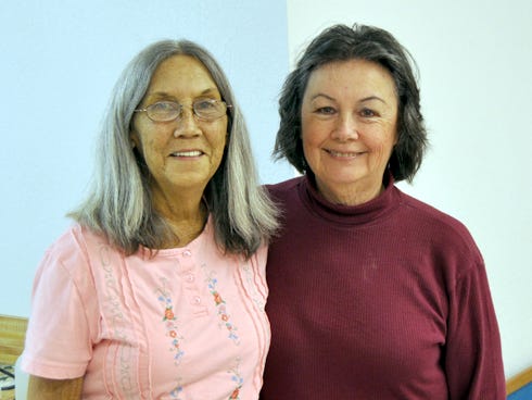 Wanda Sue Thompson, left, and her sister, Janet Lundy, pause for a photo during a chicken-and-dumplings fundraiser on Friday at Full Gospel Tabernacle Church. The dinner, one of Lundy's several fundraising ideas, raised more than $1,600 for Thompson’s liver transplant.