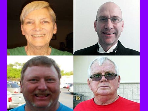 Clockwise from top left: Rose Campau, David Meyer, Loney Whitley and Gene Cox.