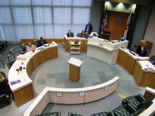 Staffers prepare for court to be held in Courtroom A of the Okaloosa County courthouse in Crestview. When the building closes for mold mitigation, court might be held in Warriors Hall following the City Council's support of Mayor David Cadle's recommendation.