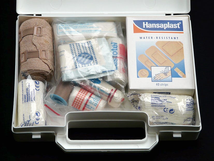 A first aid kit is just one of many recommended items for an emergency preparedness kit.