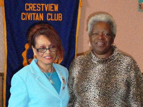 The Crestview Civitan Club's November guest speaker was Naomi Barnes, right, pictured with Civitan President Gloria Jones.