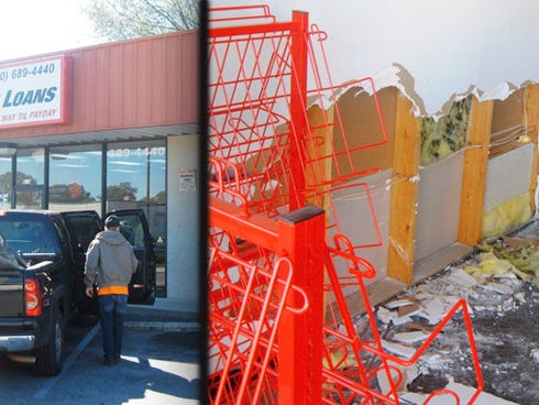 The Fast Payday Loans office adjacent to the now-vacant Forever Kids toy store was the apparent target of a Jan. 4 burglary. Burglars triggered a silent alarm before getting into the loan office by breaking through a wall adjoining a neighboring business unit.